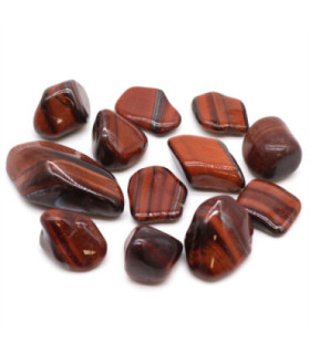 Sachet de 12 pierres précieuses africaines Oeil de tigre - Rouge - Taille 7 - 26mm (KG)