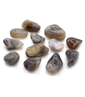 Sachet de 12 pierres moyennes africaines - Agate grise - Botswana