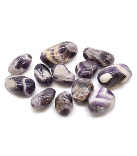 Bag of 12 Medium African Tumble Stones - Amethyst - Chevron