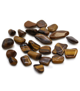 Sachet de 24 petites pierres africaines - Oeil de tigre - Doré