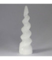 Tour de corne de licorne en spirale en sélénite - 15 cm