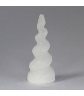 Selenite Spiral Unicorn Horn Tower - 10 cm