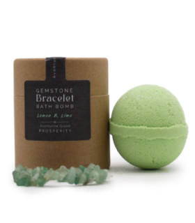 Bombe de bain luxueuse au citron et au citron vert avec bracelet en aventurine verte