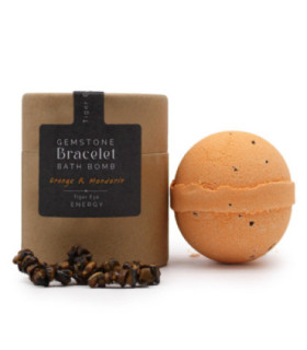 Tiger Eye Gemstone Bracelet Bath Bomb - Orange, Mandarin & Sea Salt