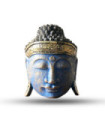 Tête de Bouddha - 25cm - Finition bleu brillant