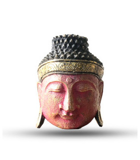 Tête de bouddha rouge : un élément de décoration dynamique et paisible en bois d'albassie