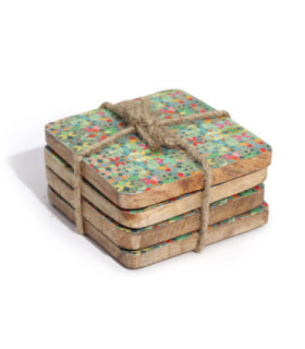Set of 4 Square Coasters - Mediterranean Tile Pattern