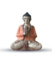 Statue de Bouddha vintage orange sculptée à la main - 30cm - Bienvenue