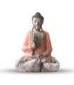 Statue de Bouddha vintage orange sculptée à la main - 40cm - Transmission de l'enseignement