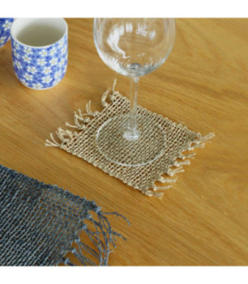 Lot de 4 sous-verres en frange de gazon naturel - Naturel