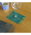 Set of 4 Seagrass Fringe Natural Coaster - Turquoise