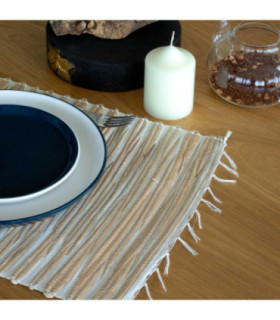 Set de table naturel en jacinthe d'eau - Tigre naturel avec frange
