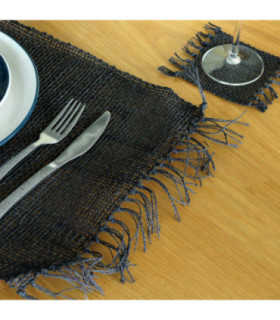 Set de table Seagrass Fringe Natural - Noir