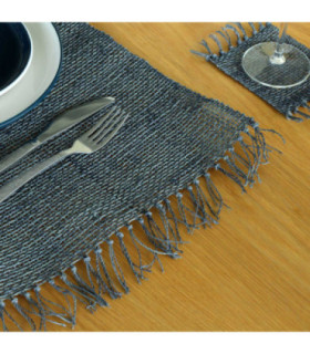 Set de table Seagrass Fringe Natural - Charcoal