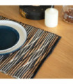 Water Hyacinth Natural Placemat - Black and White Waves