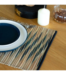 Water Hyacinth Natural Placemat - Blue Waves