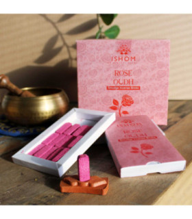 Lot de 15 briques d'encens naturel et brûleur - Bois de rose