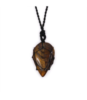 Woven Gemstone Teardrop Pendant: Tiger Eye's Power and Elegance