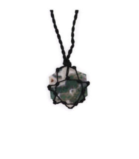 Pendentif unique en forme d'hexagone avec agate mousse