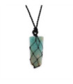 Laced Gemstone Flat Point Pendant - Amazonite
