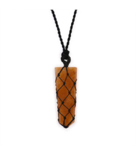 Laced Gemstone Flat Point Pendant with Radiant Golden Quartz
