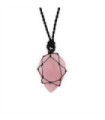 Laced Gemstone Teardrop Pendant - Rose Quartz