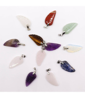 Pendentifs en pierres précieuses Ailes d'ange (12 assorties) 28x15mm