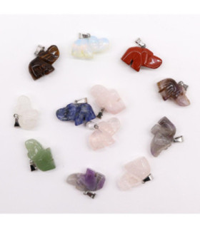 Gemstone Lucky Elephants Pendants (12 assorted)  25x15mm