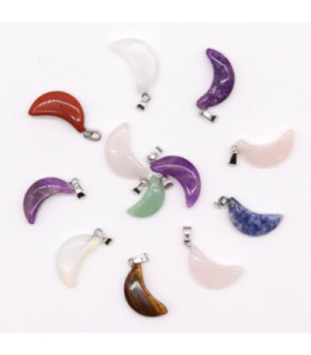 Gemstone Moons Pendants (12 assorted)  20x13mm