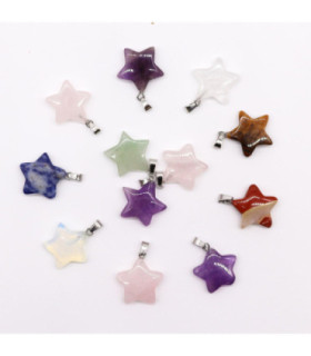 Pendentifs étoiles en pierres précieuses (12 assorties) 20x6mm
