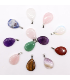 Pendentifs en forme de gouttes de pierres précieuses (12 assorties) 25x18mm