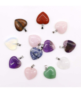 Gemstone Heart Pendants (12 assorted)  20x6mm