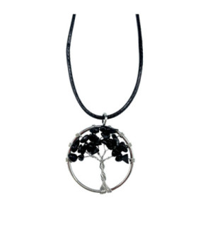 Tree of Life Pendant - Black Agate