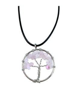 Tree of Life Pendant - Rose Quartz