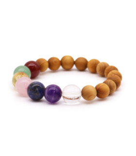 Bracelet en bois de cèdre et sept chakras - Harmonie et équilibre