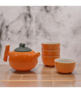 Herbal Orange Teapot Set - Sophisticated Choice for Tea Lovers