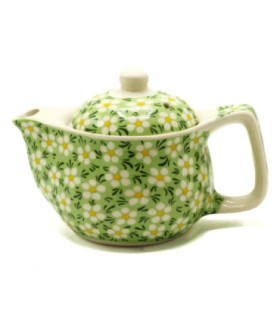 Petite Herbal Teapot - Green Daisies: A Refreshing Tea Experience