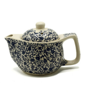 Compact Herbal Teapot - Blue Pattern: Sustainable Brewing Experience