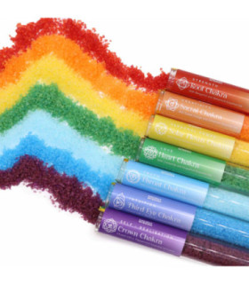 Collection de flacons de sels de bain exquis pour l'aromathérapie des chakras