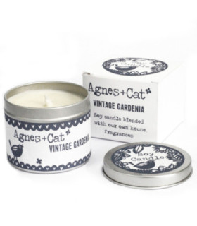 Bougies en étain de 200 ml - Vintage Gardenia : Bougies écologiques en cire de soja naturelle
