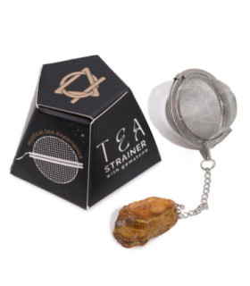 Exquisite Gold Tiger's Eye Crystal Tea Strainer - Elegance & Functionality