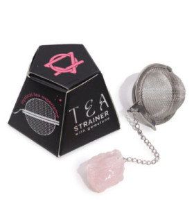 Passoire à thé en cristal de quartz rose - Elégance et fonctionnalité
