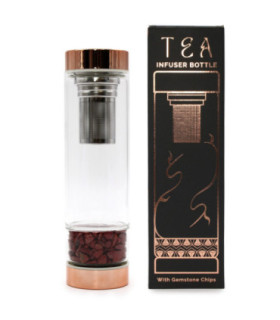 Infuseur à thé élégant en verre cristal avec pierres en jaspe rouge