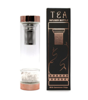 Infuseur à thé élégant en verre cristal avec pierres de quartz rose