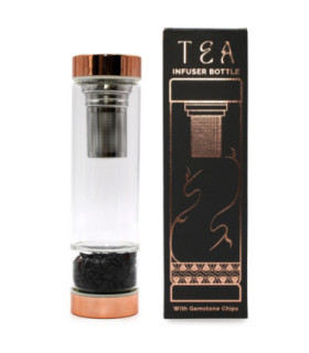 Infuseur à thé élégant en verre cristal avec pierres en onyx noir