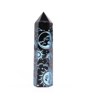Sky Blue Starry Obsidian Obelisk: Pillar of Tranquility & Protection