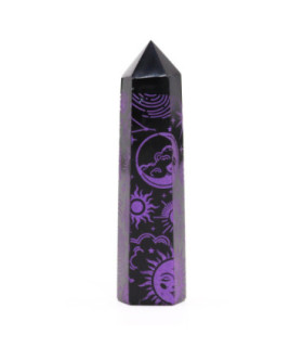 Violet Starry Obsidian Obelisk: A Mystic Protector and Decorative Piece